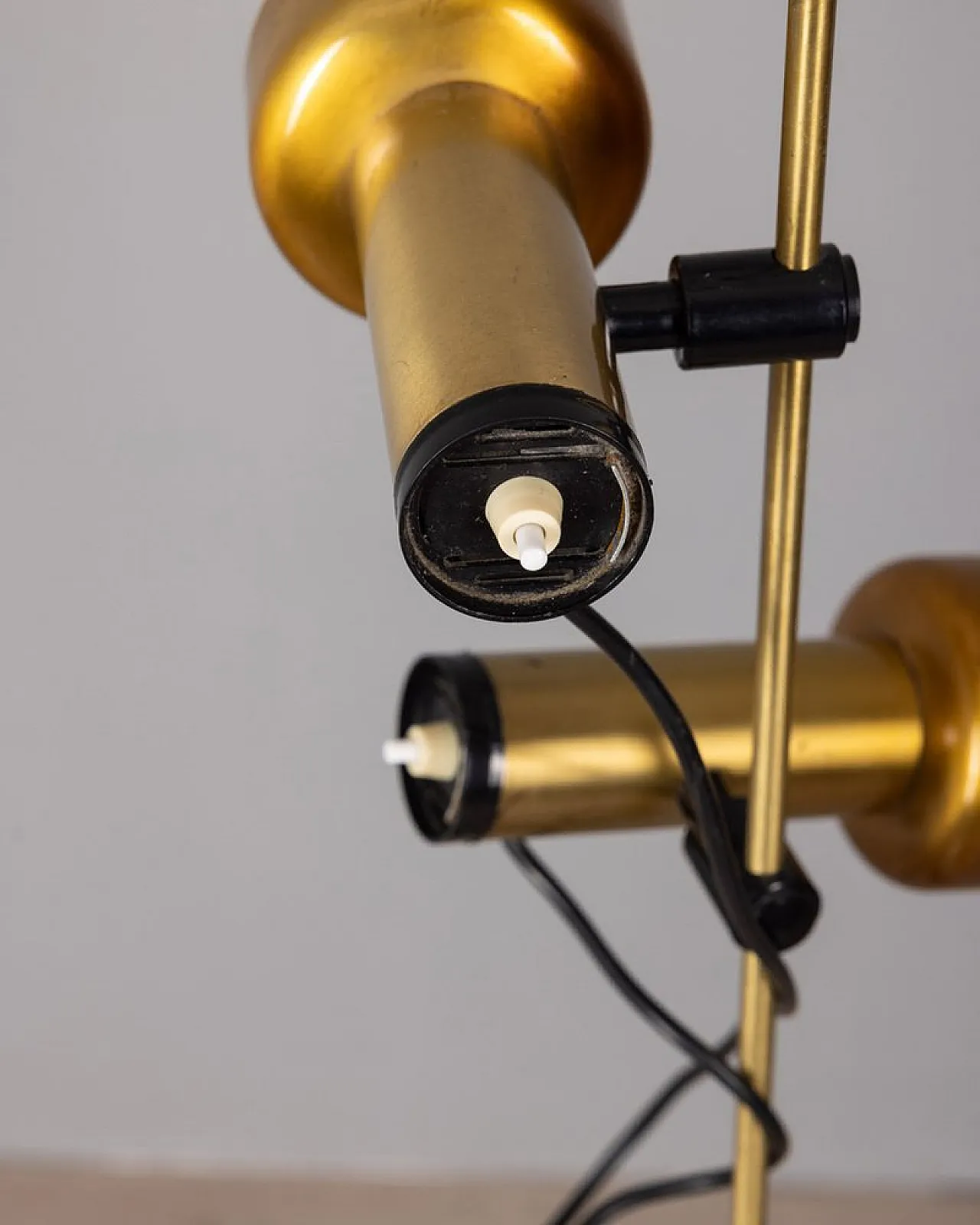 Floor lamp in golden brass with two lights, 1970s 9
