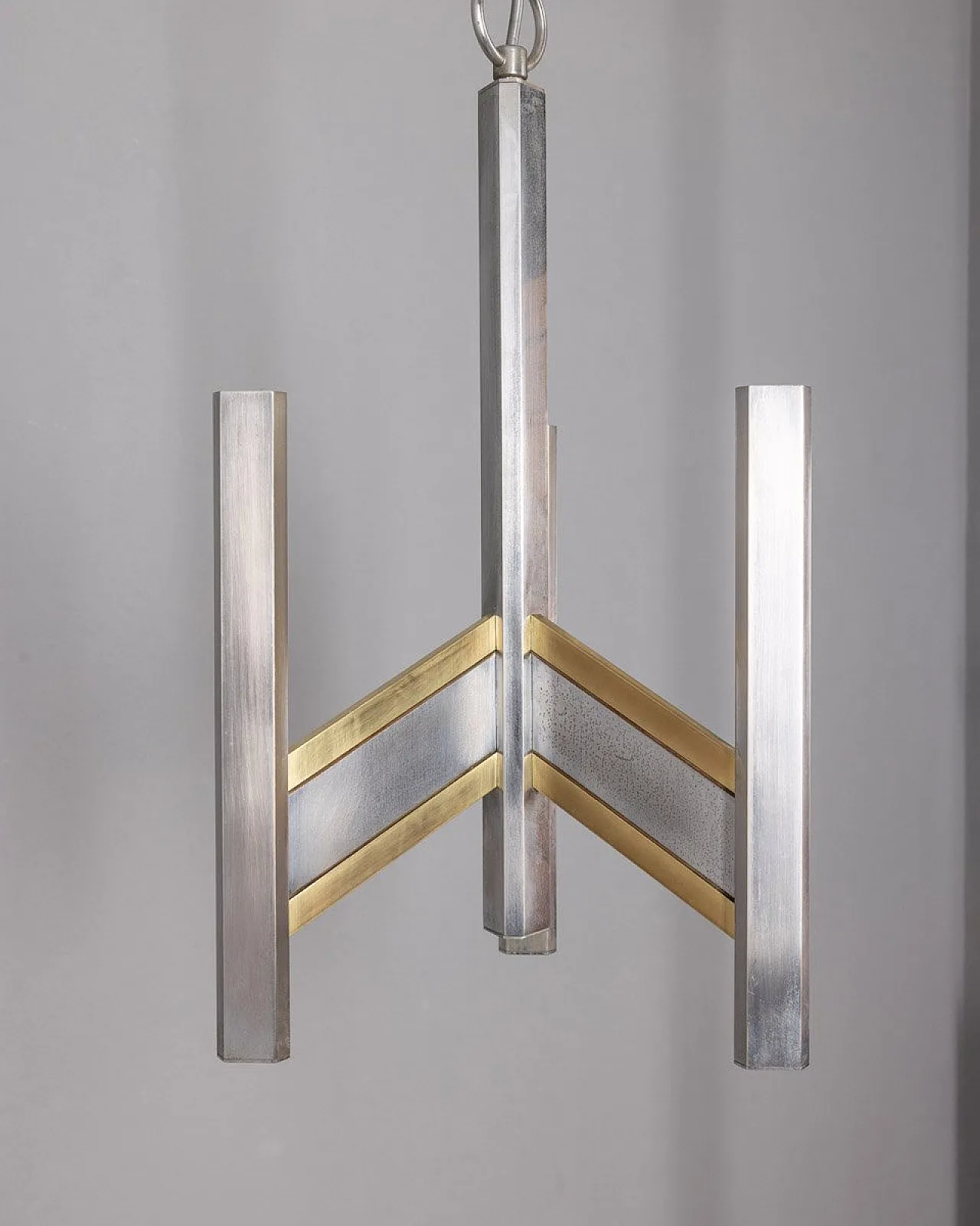 Lampadario in metallo cromato di G. Sciolari per Sciolari, anni '70 2