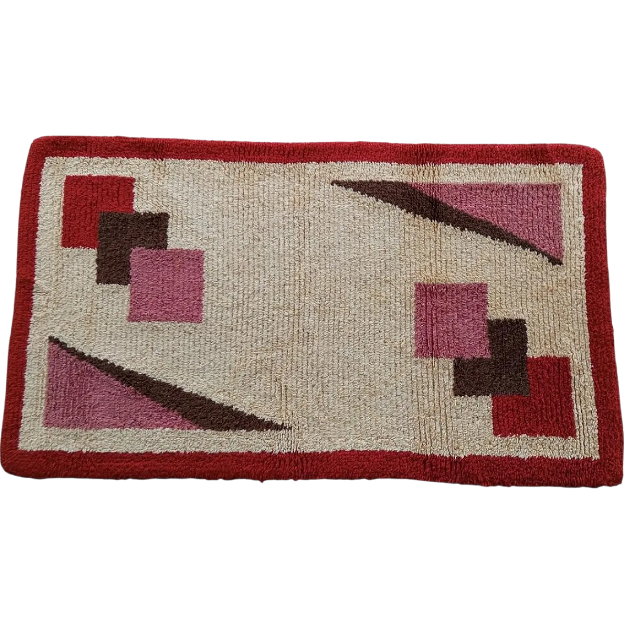 Tappeto Cogolin art decò annodato a mano in lana, anni '50 14