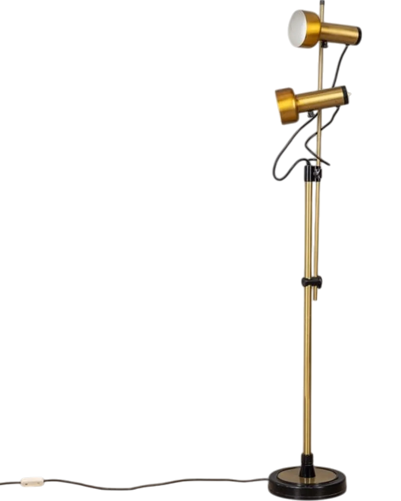 Floor lamp in golden brass with two lights, 1970s 11