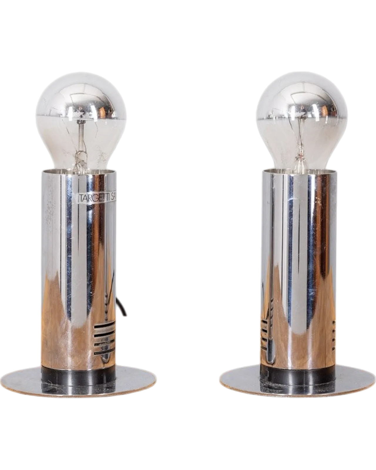 Coppia di lampade da tavolo in acciaio cromato di Targetti, anni '70 6