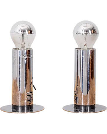 Coppia di lampade da tavolo in acciaio cromato di Targetti, anni '70