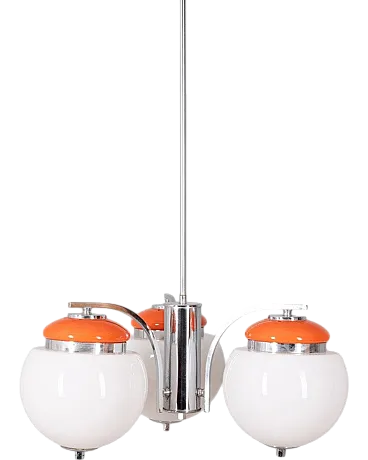 Lampada in metallo arancione e vetro, anni '70