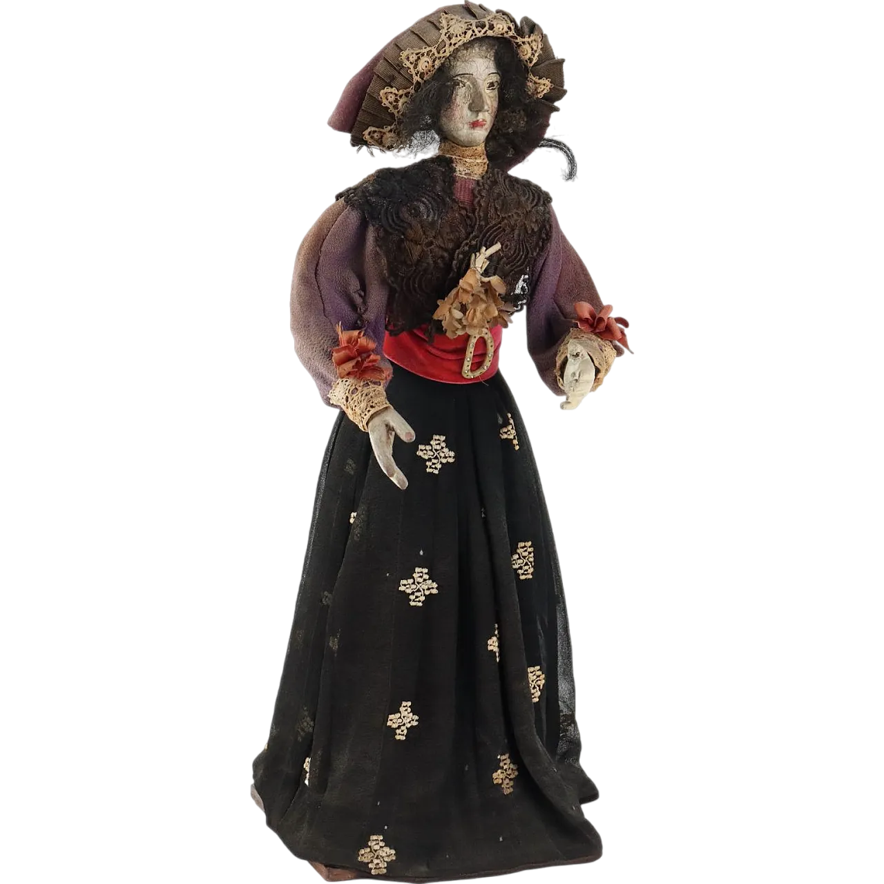 Popolana, statua di figura femminile in legno, '800 8