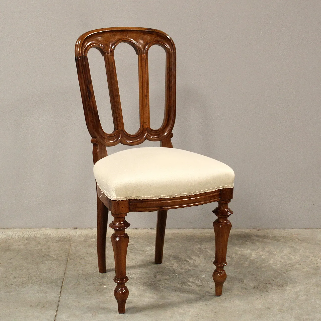 Walnut chair Luigi Filippo '800 Italy 1