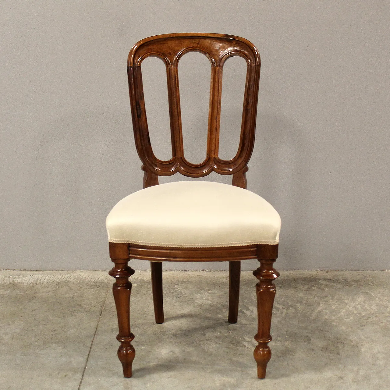 Walnut chair Luigi Filippo '800 Italy 2