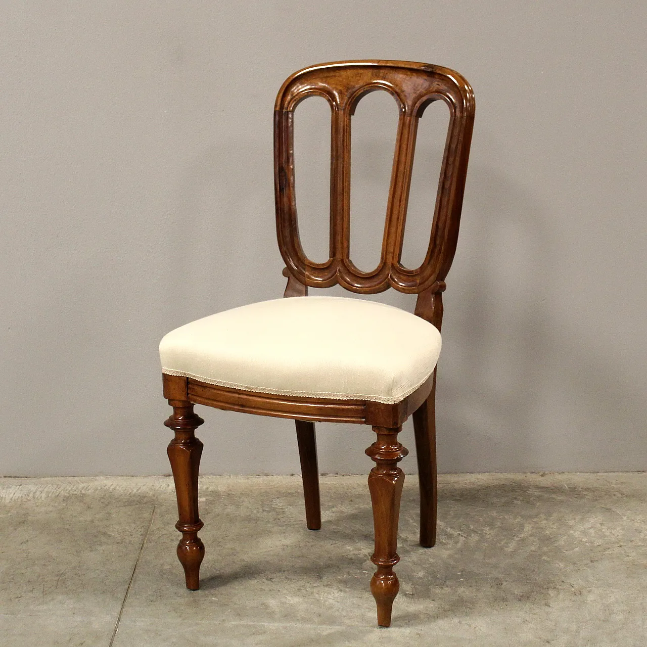 Walnut chair Luigi Filippo '800 Italy 3