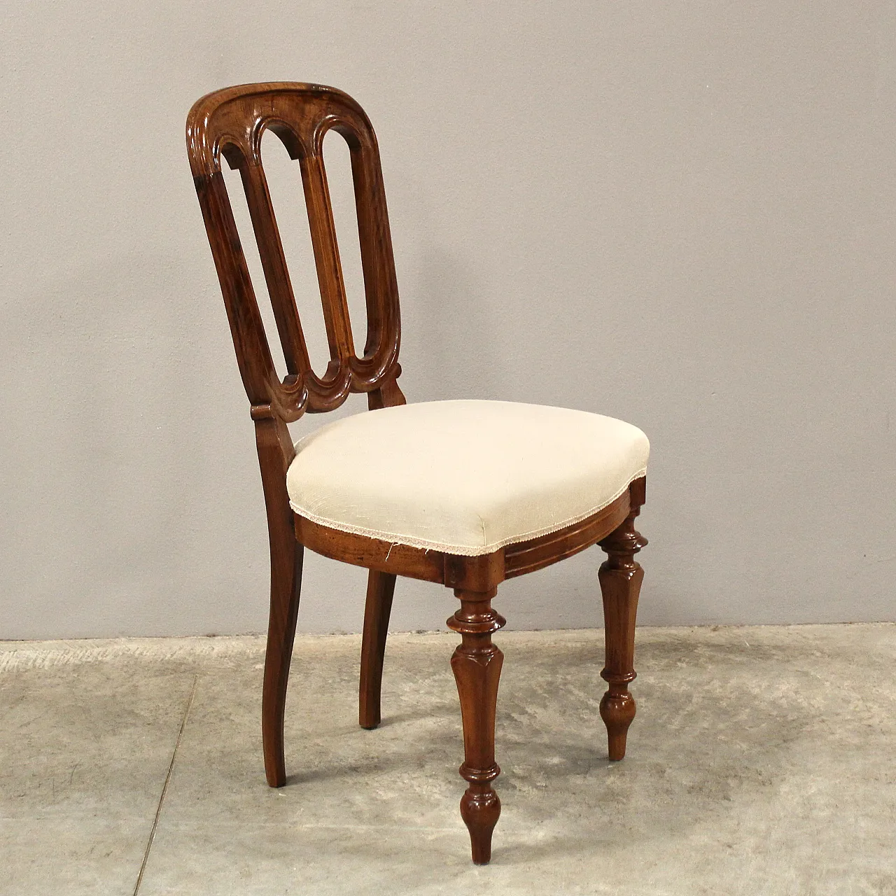 Walnut chair Luigi Filippo '800 Italy 4