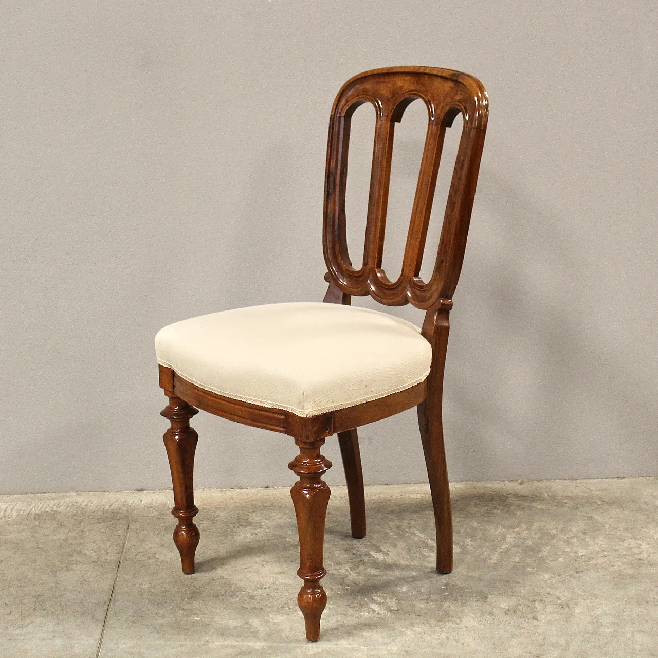 Walnut chair Luigi Filippo '800 Italy 5