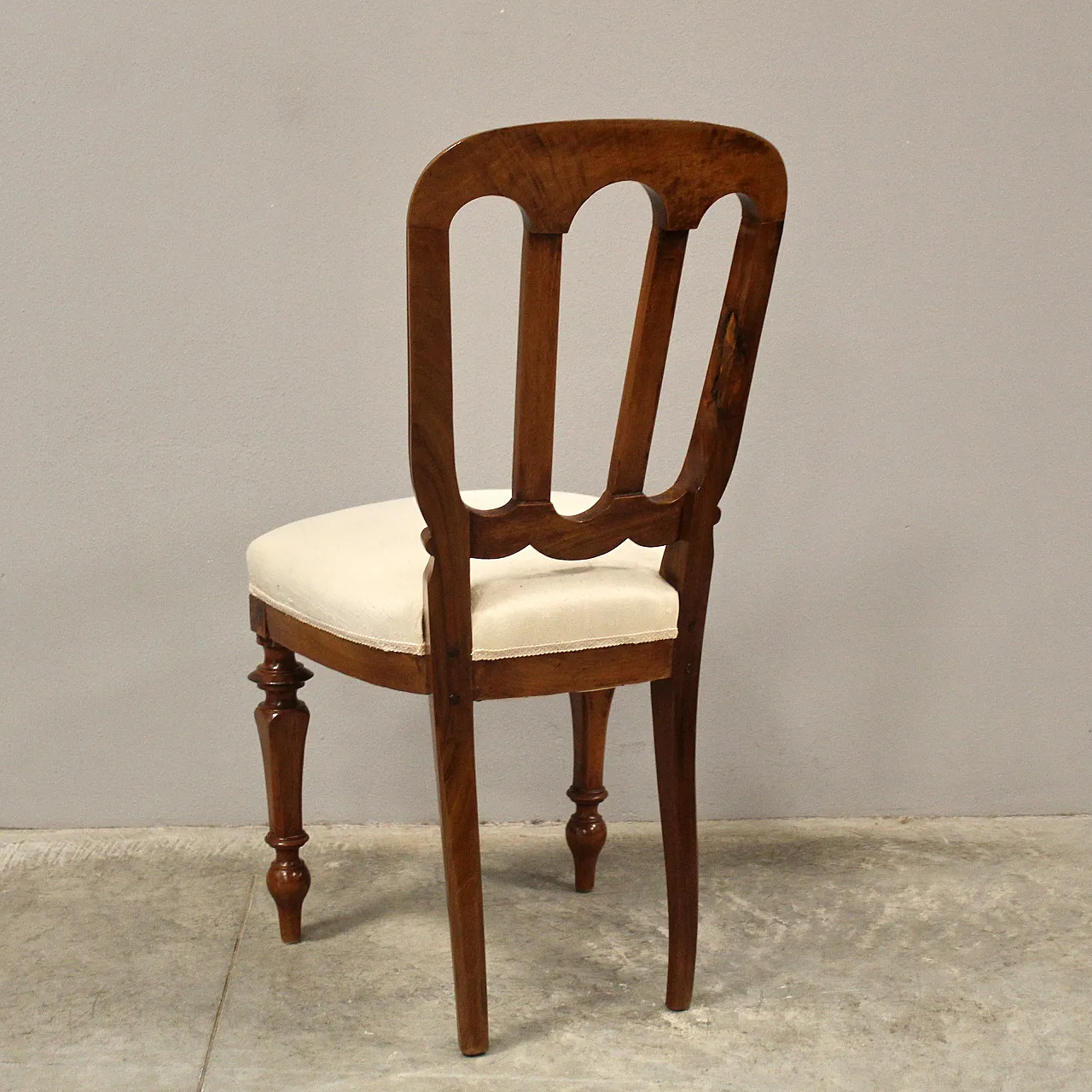 Walnut chair Luigi Filippo '800 Italy 6