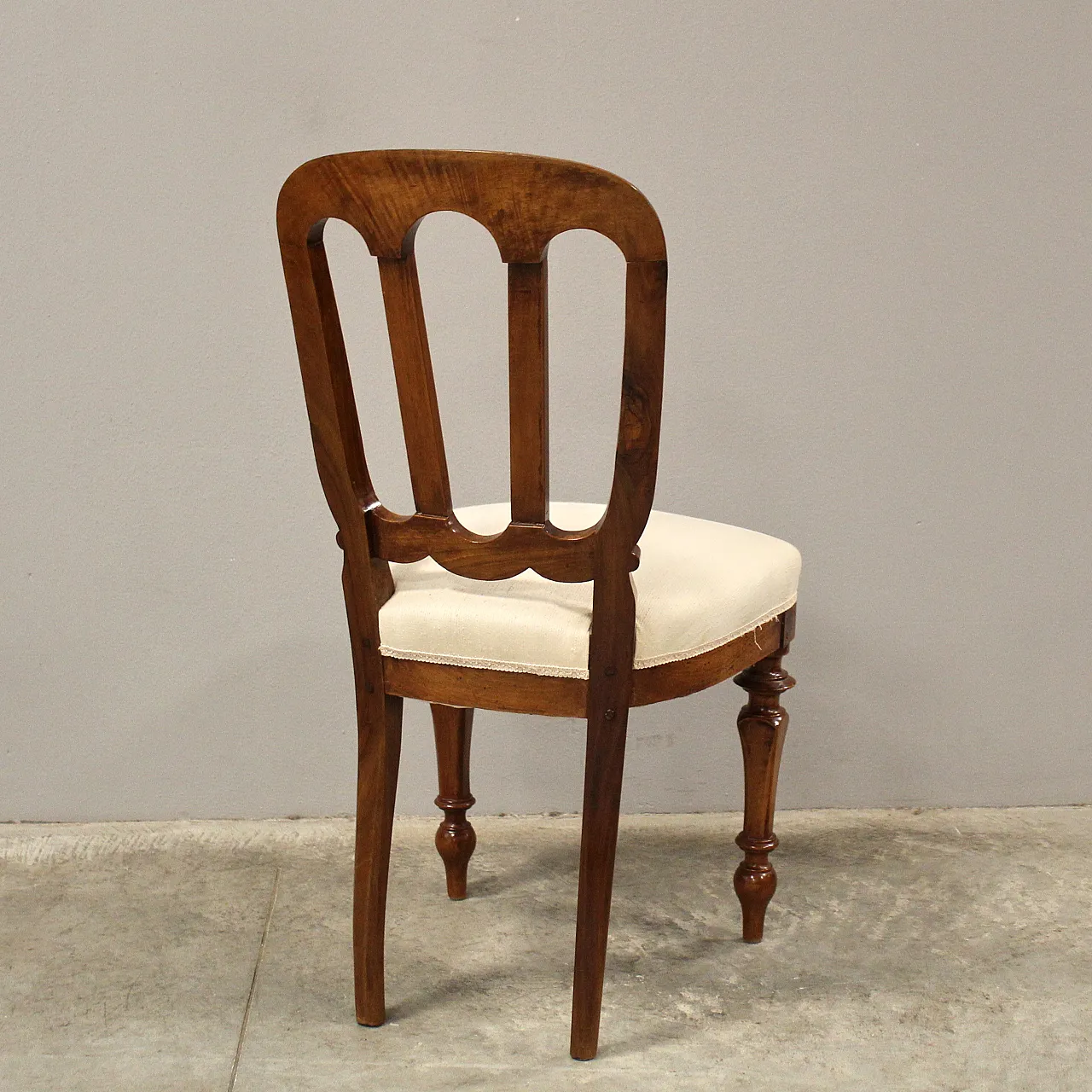 Walnut chair Luigi Filippo '800 Italy 7