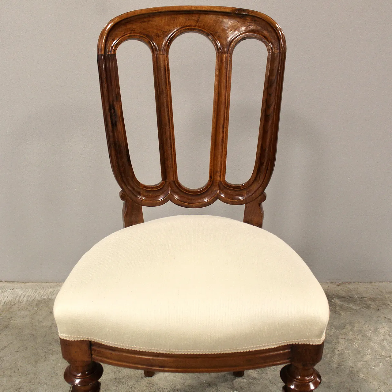 Walnut chair Luigi Filippo '800 Italy 8