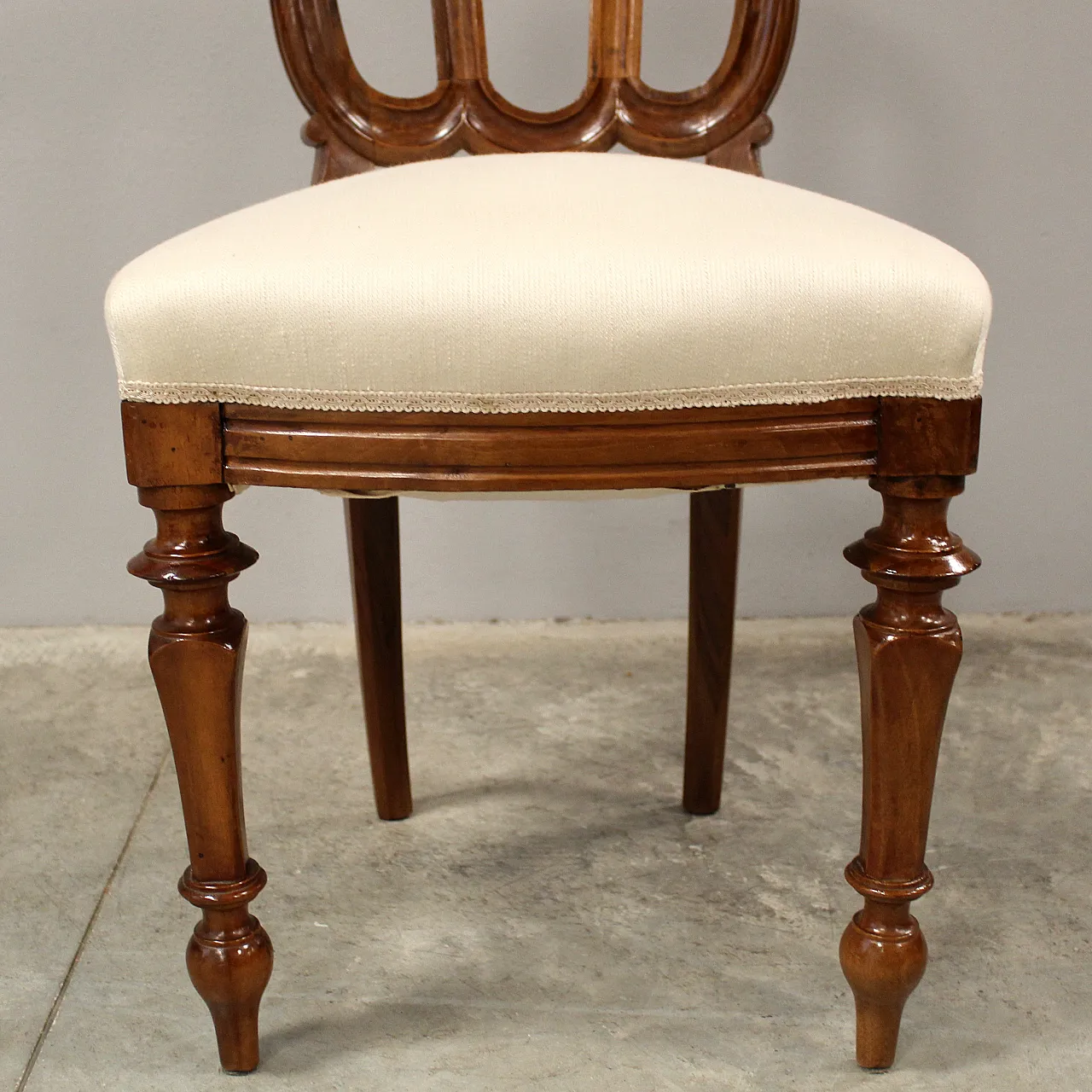 Walnut chair Luigi Filippo '800 Italy 9