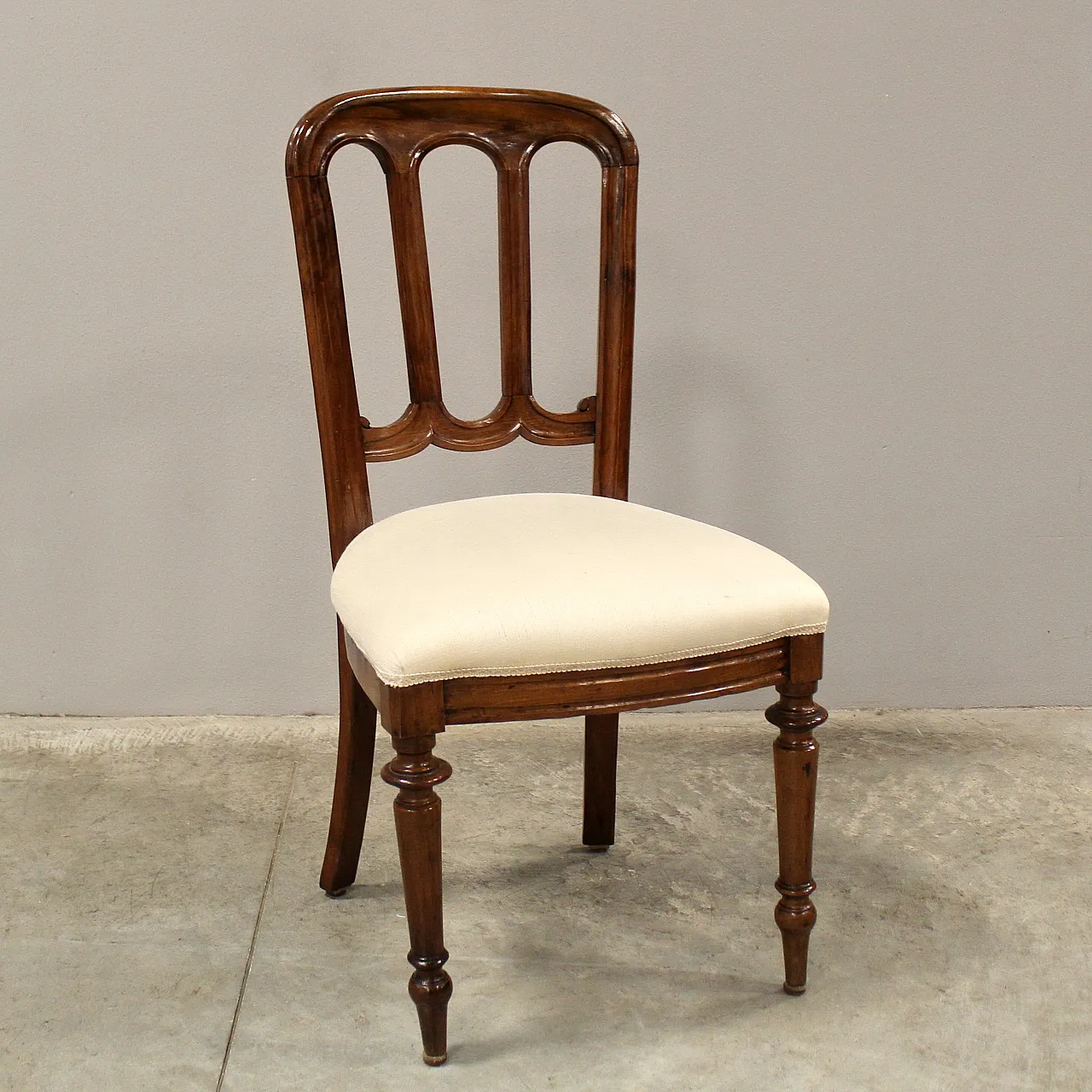Walnut chair Luigi Filippo '800 Italy 1