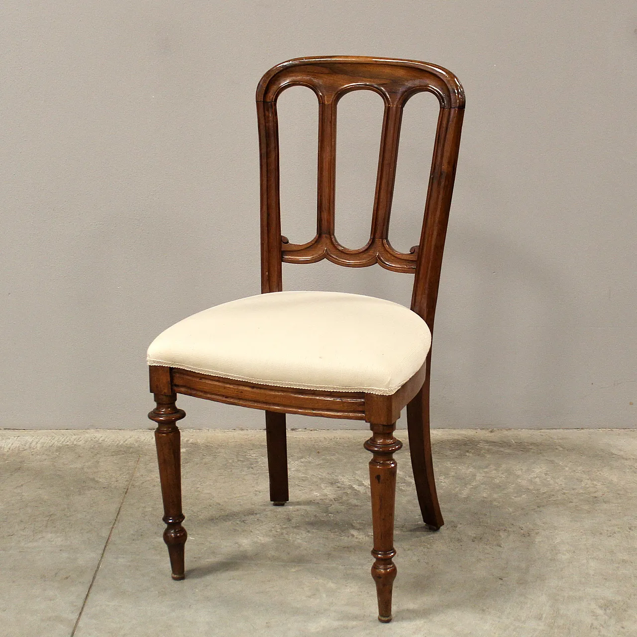 Walnut chair Luigi Filippo '800 Italy 3