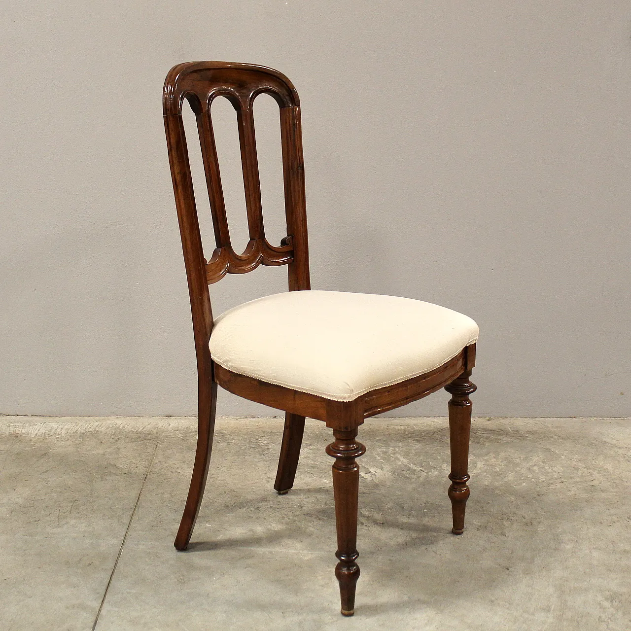 Walnut chair Luigi Filippo '800 Italy 4