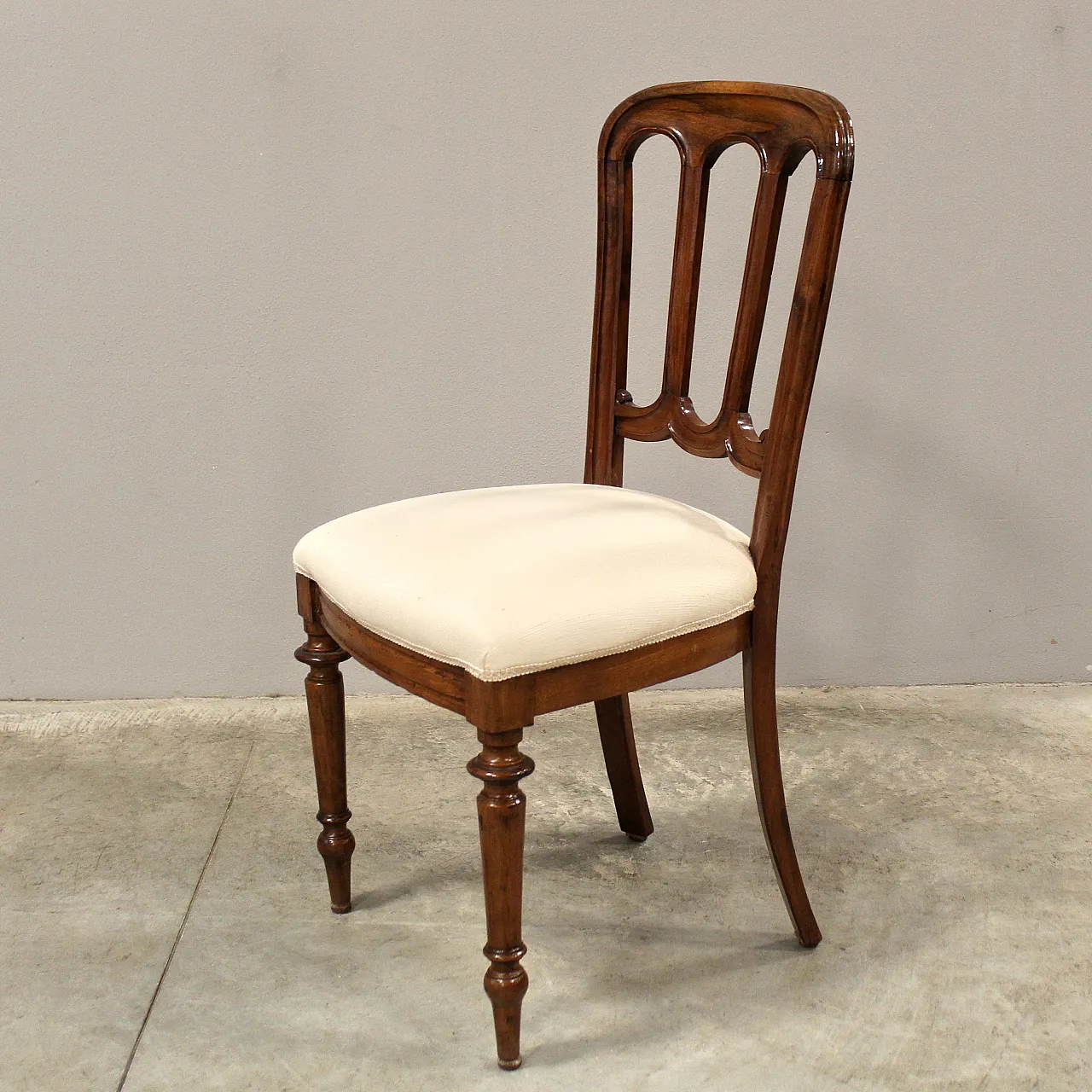 Walnut chair Luigi Filippo '800 Italy 5