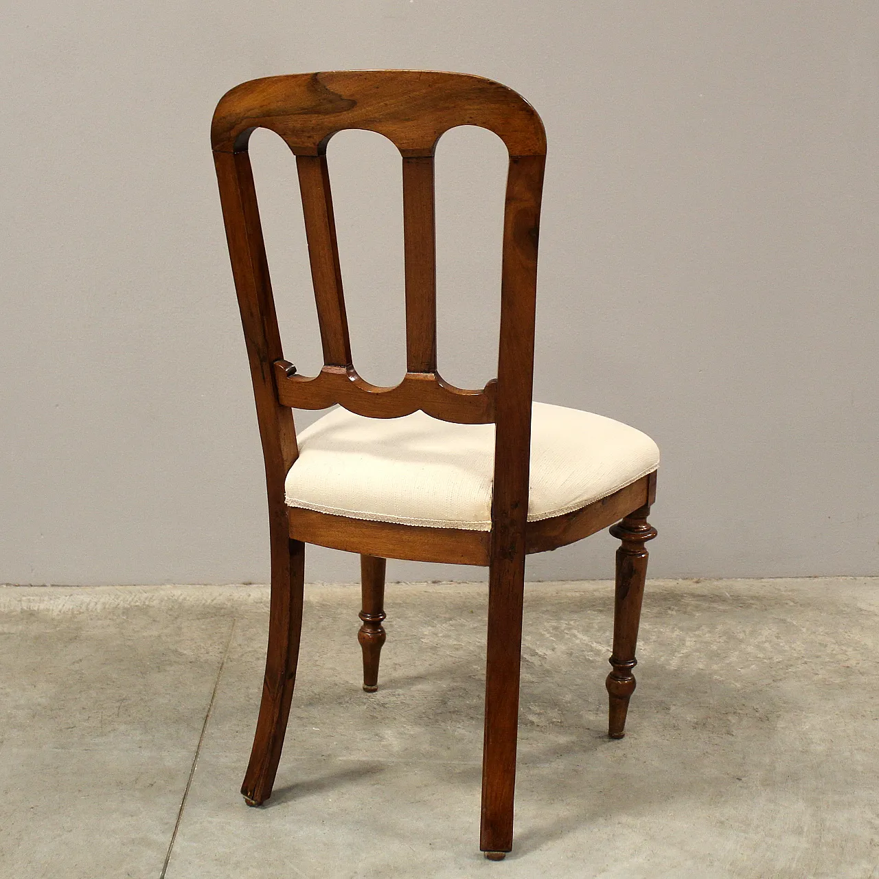 Walnut chair Luigi Filippo '800 Italy 7