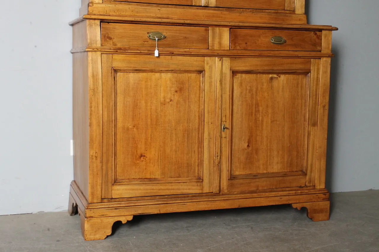 Antica credenza doppio corpo toscana pioppo massello XIX sec . restaur 2