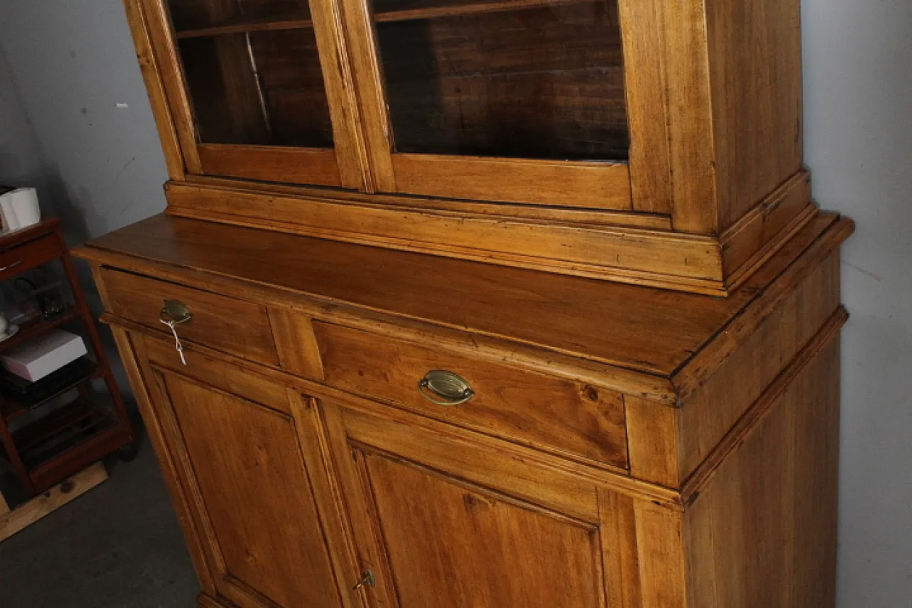 Antica credenza doppio corpo toscana pioppo massello XIX sec . restaur 7