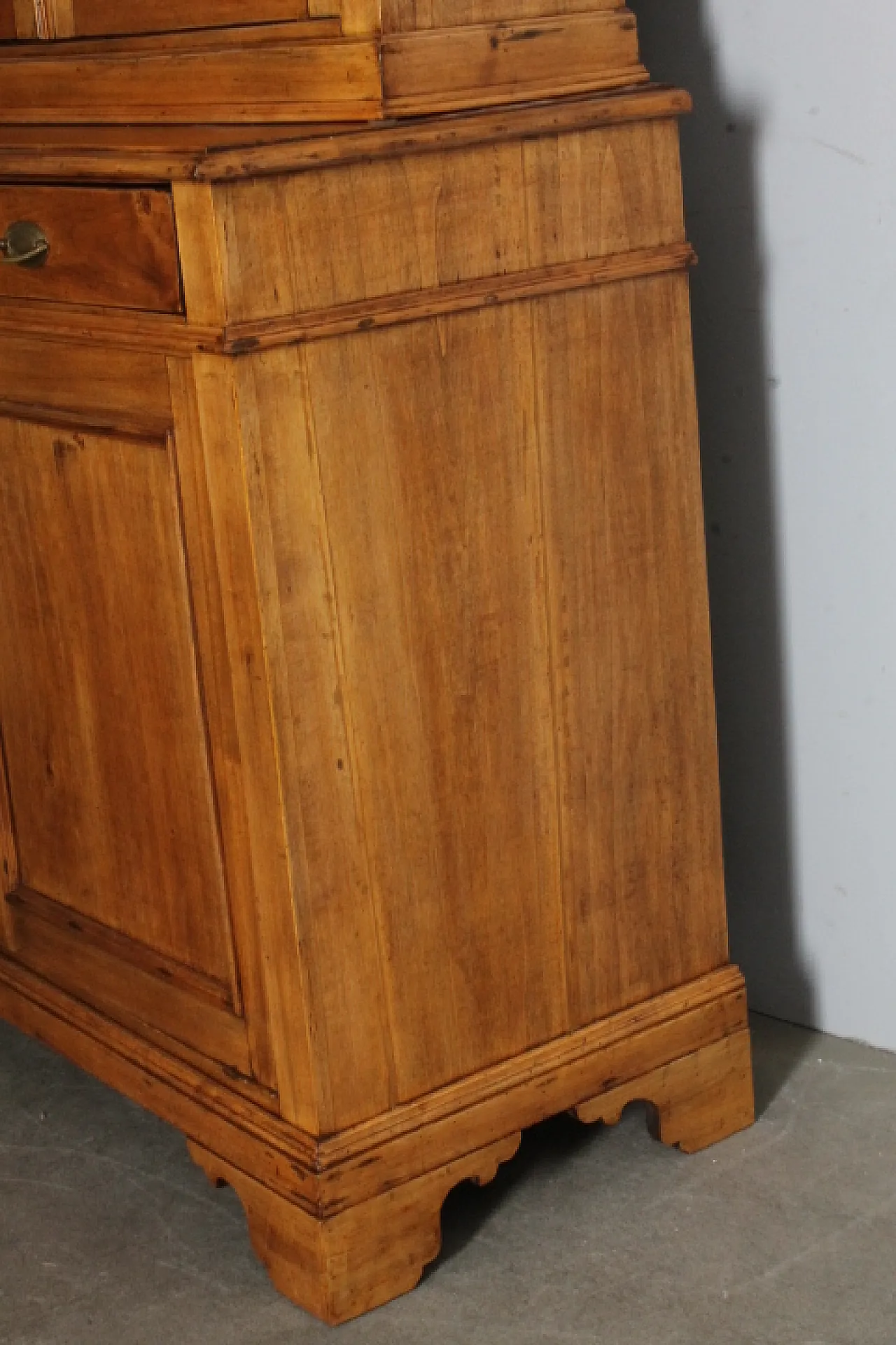 Antica credenza doppio corpo toscana pioppo massello XIX sec . restaur 11