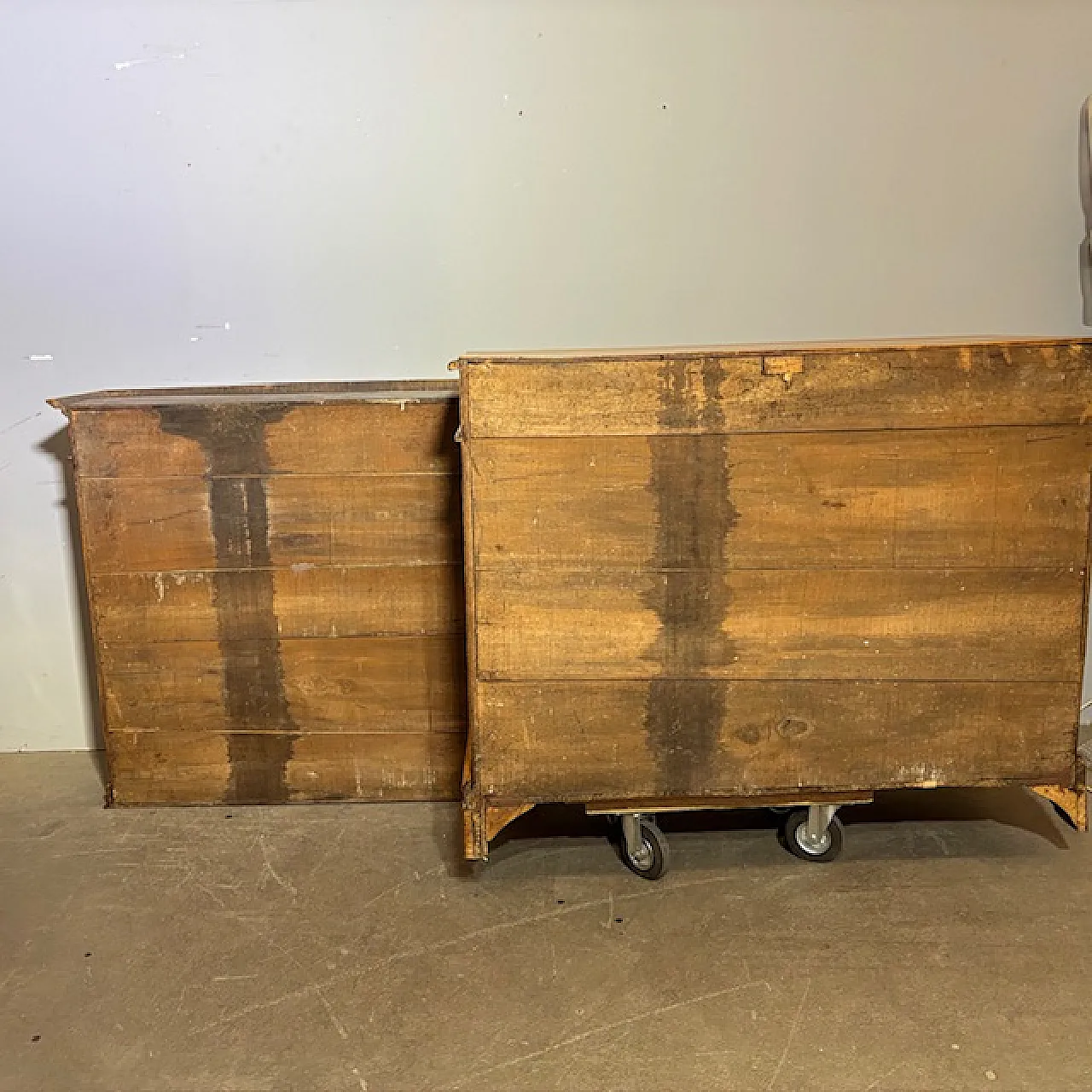 Antica credenza doppio corpo toscana pioppo massello XIX sec . restaur 13