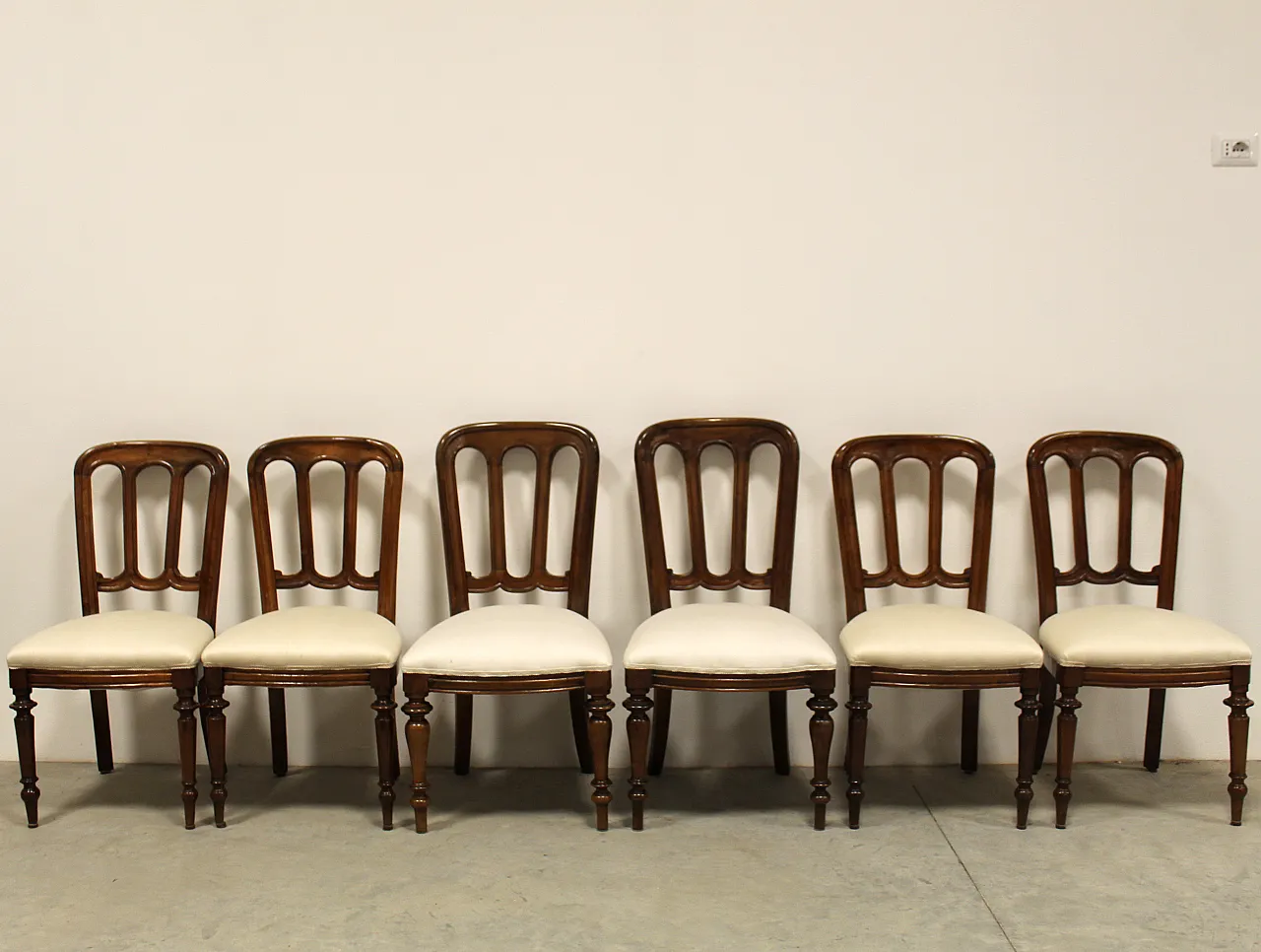 Set of 6 chairs in walnut Luigi Filippo '800 Italy 1