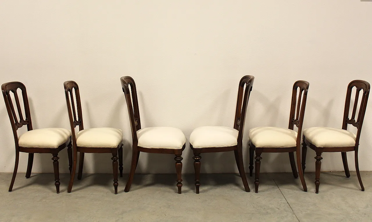 Set of 6 chairs in walnut Luigi Filippo '800 Italy 2