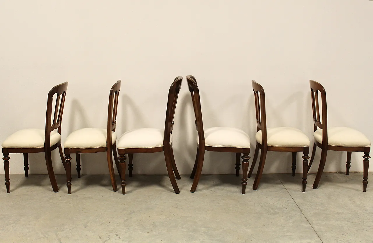 Set of 6 chairs in walnut Luigi Filippo '800 Italy 3
