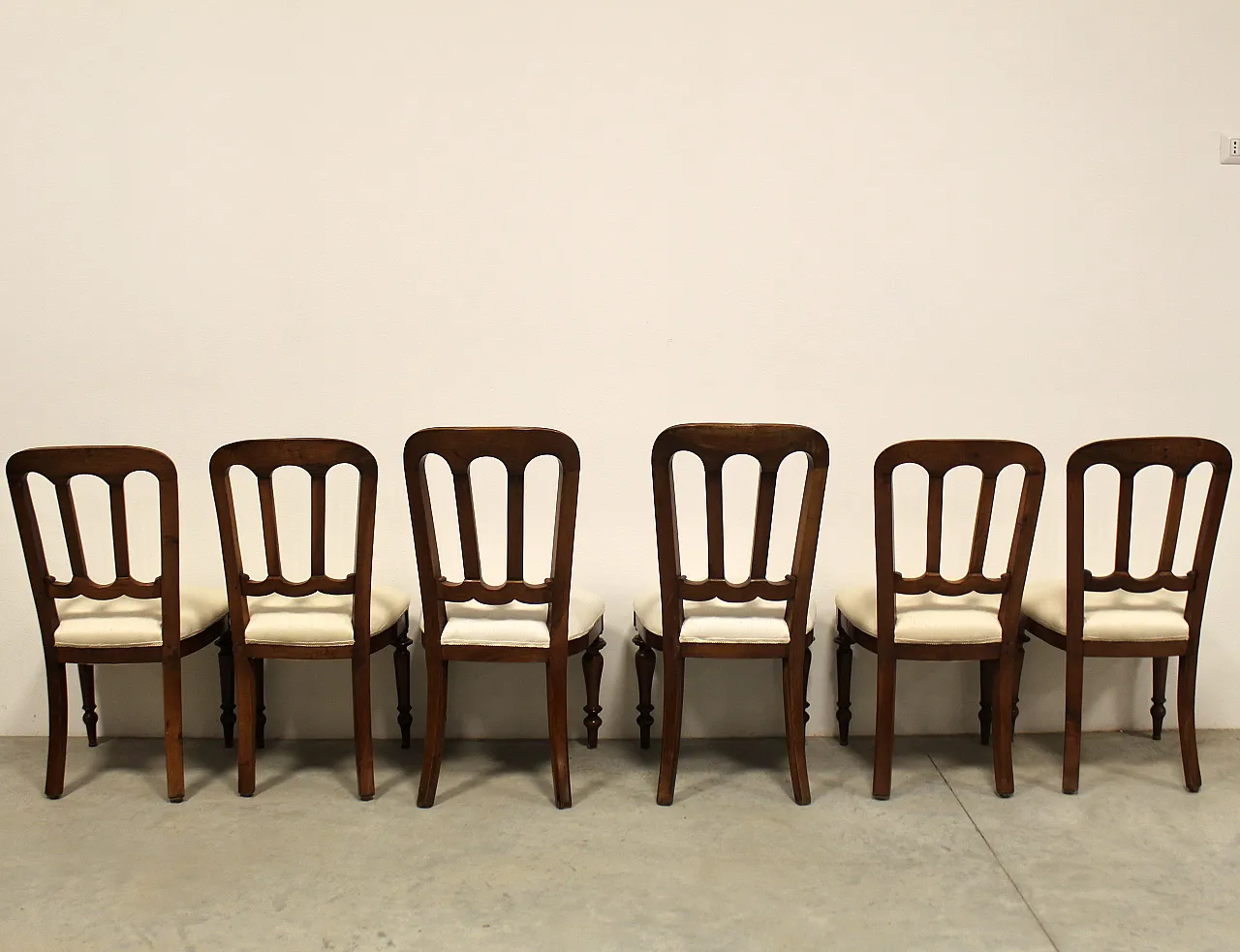 Set of 6 chairs in walnut Luigi Filippo '800 Italy 4
