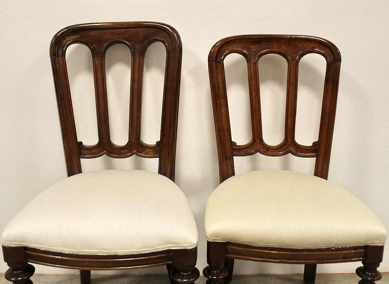 Set of 6 chairs in walnut Luigi Filippo '800 Italy 7