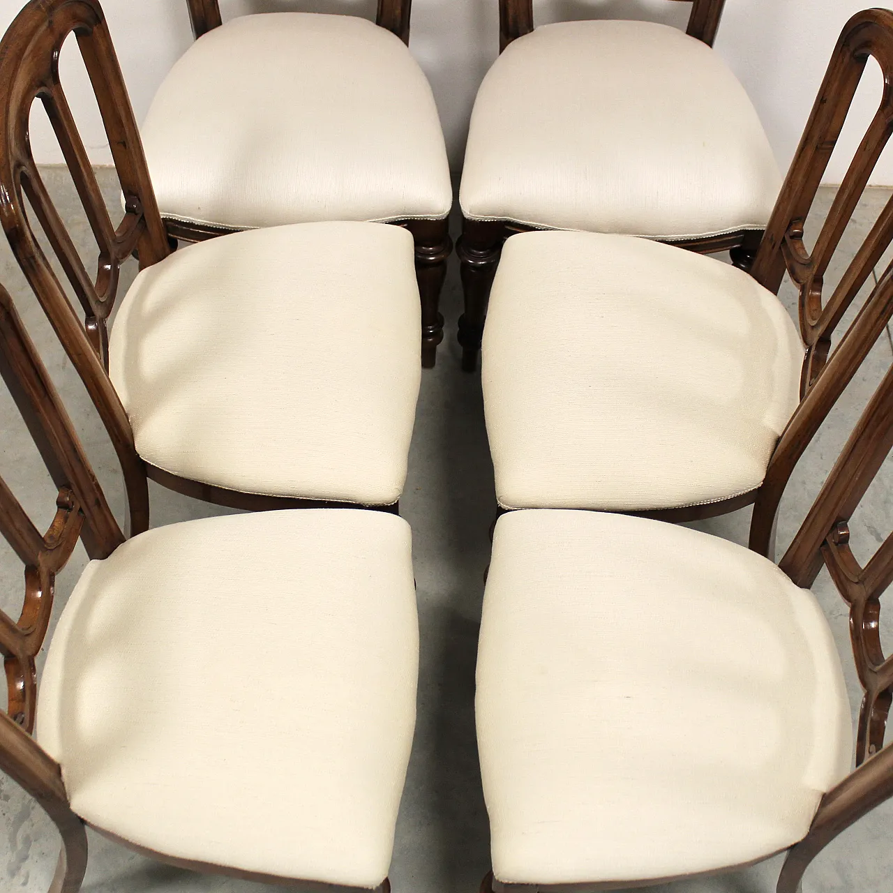 Set of 6 chairs in walnut Luigi Filippo '800 Italy 9