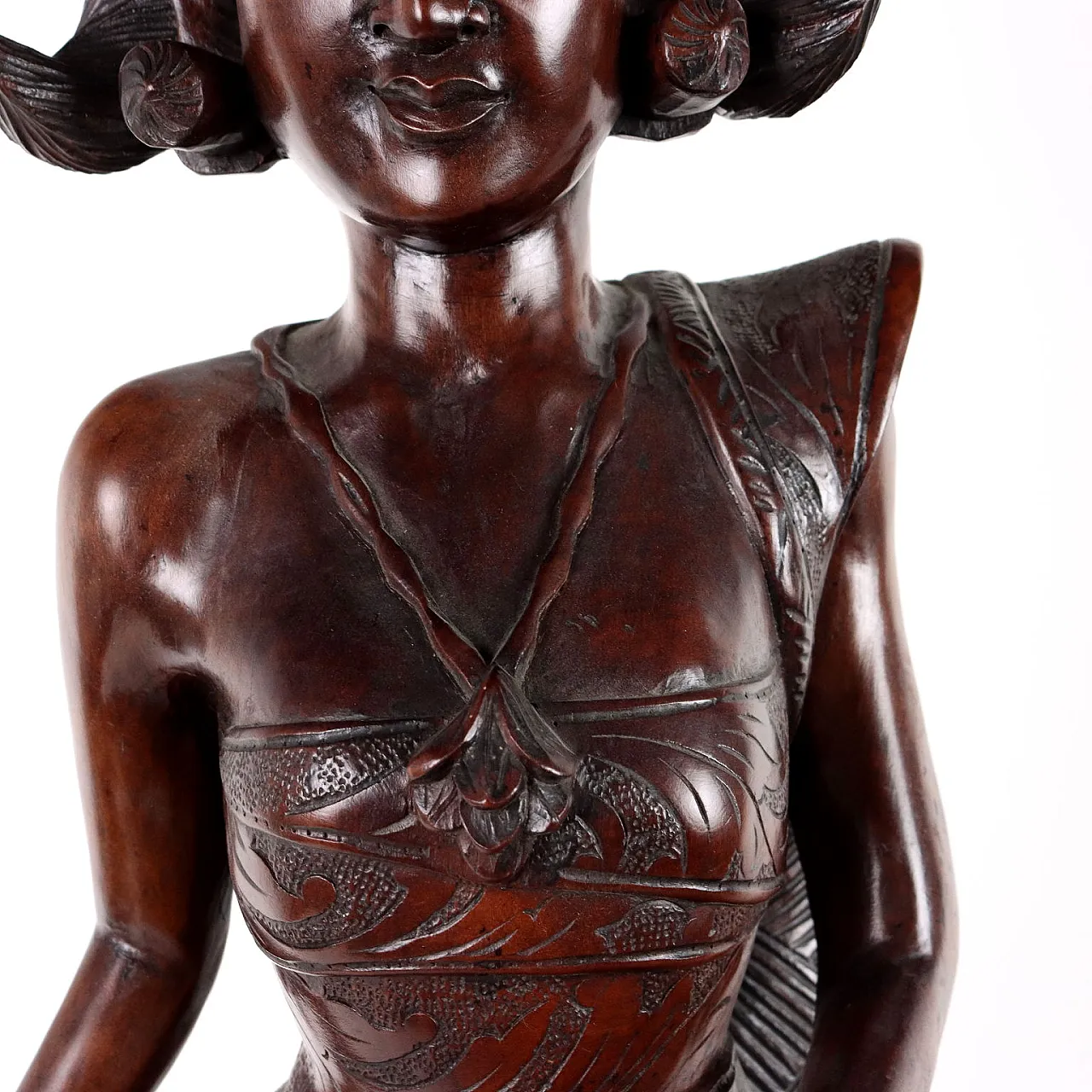 Female Figure, carved wooden statue, 20th century 6