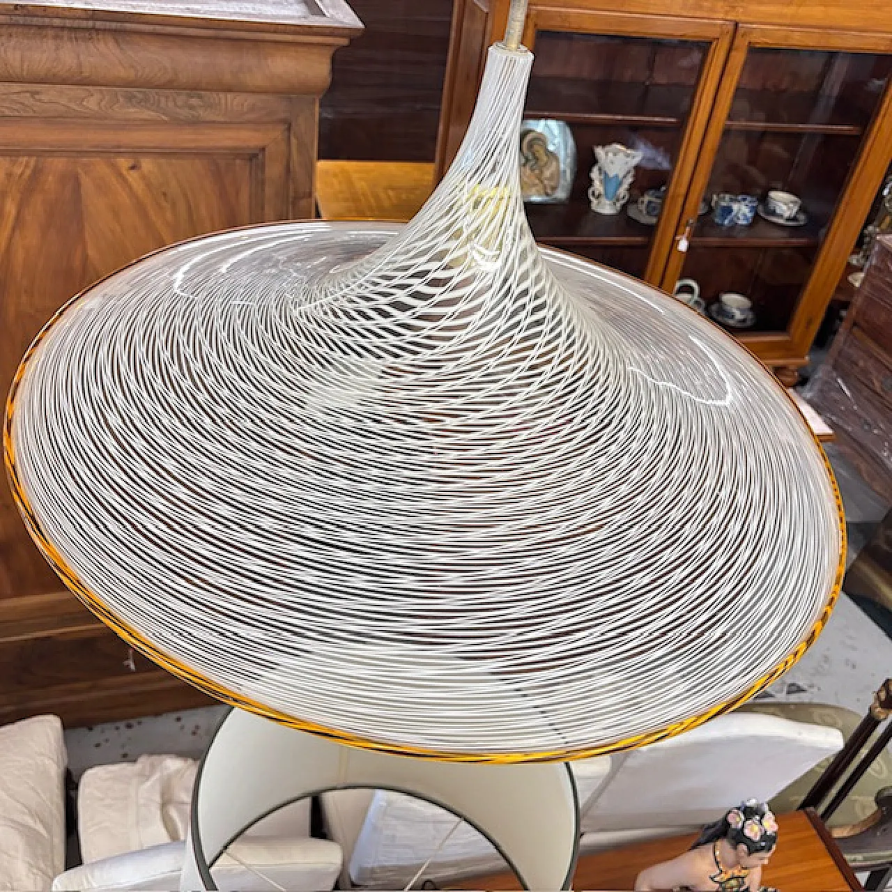 Lampadario Cappello di Strega di Venini in vetro di Murano, anni '70 8