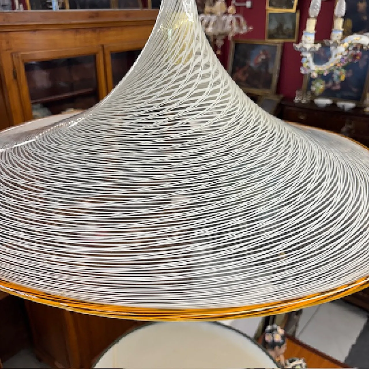 Lampadario Cappello di Strega di Venini in vetro di Murano, anni '70 10