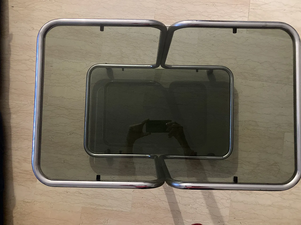 Chromed bar cart with double glass top, 1970s 3