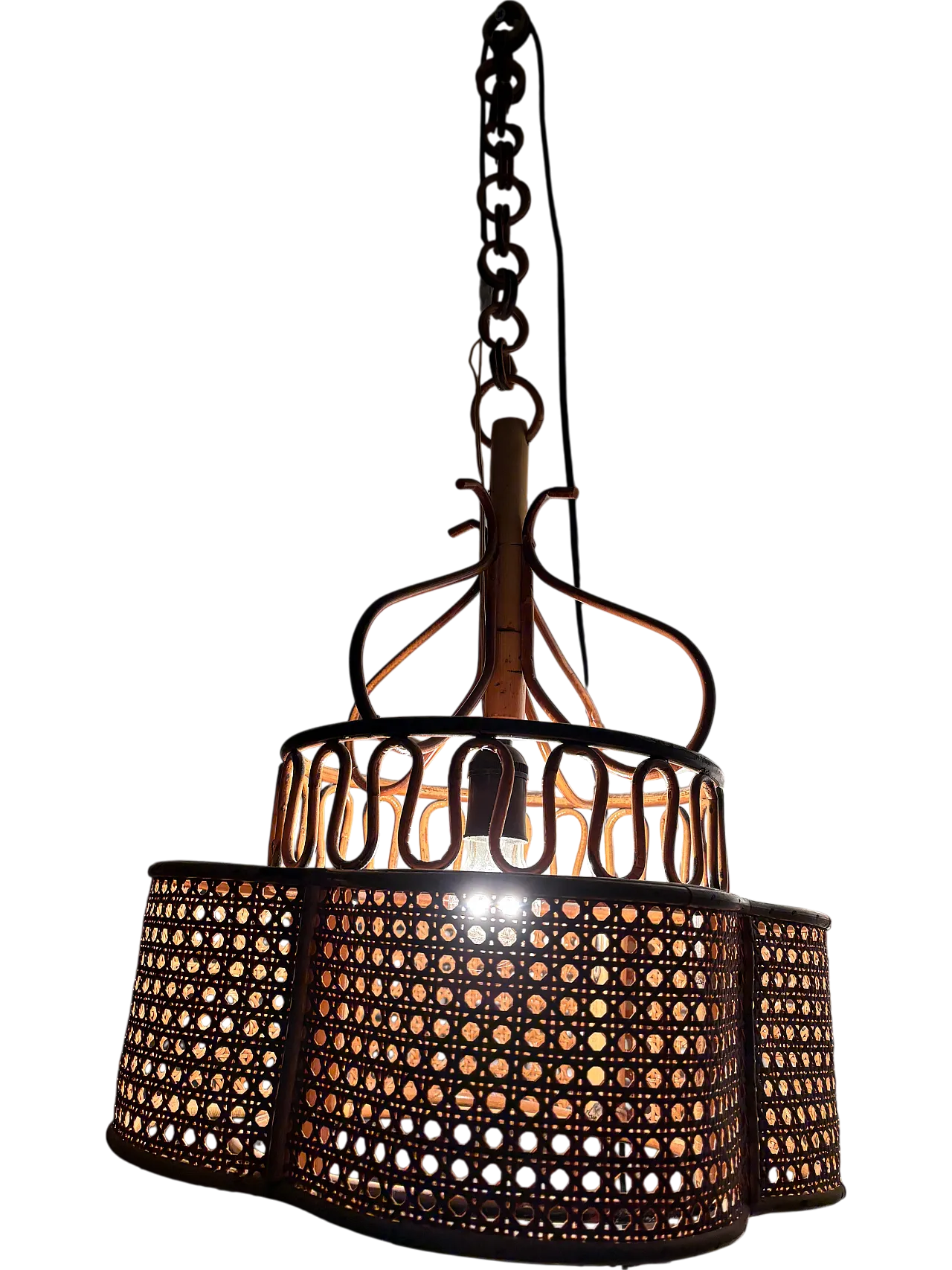 Wicker chandelier, 70s 7