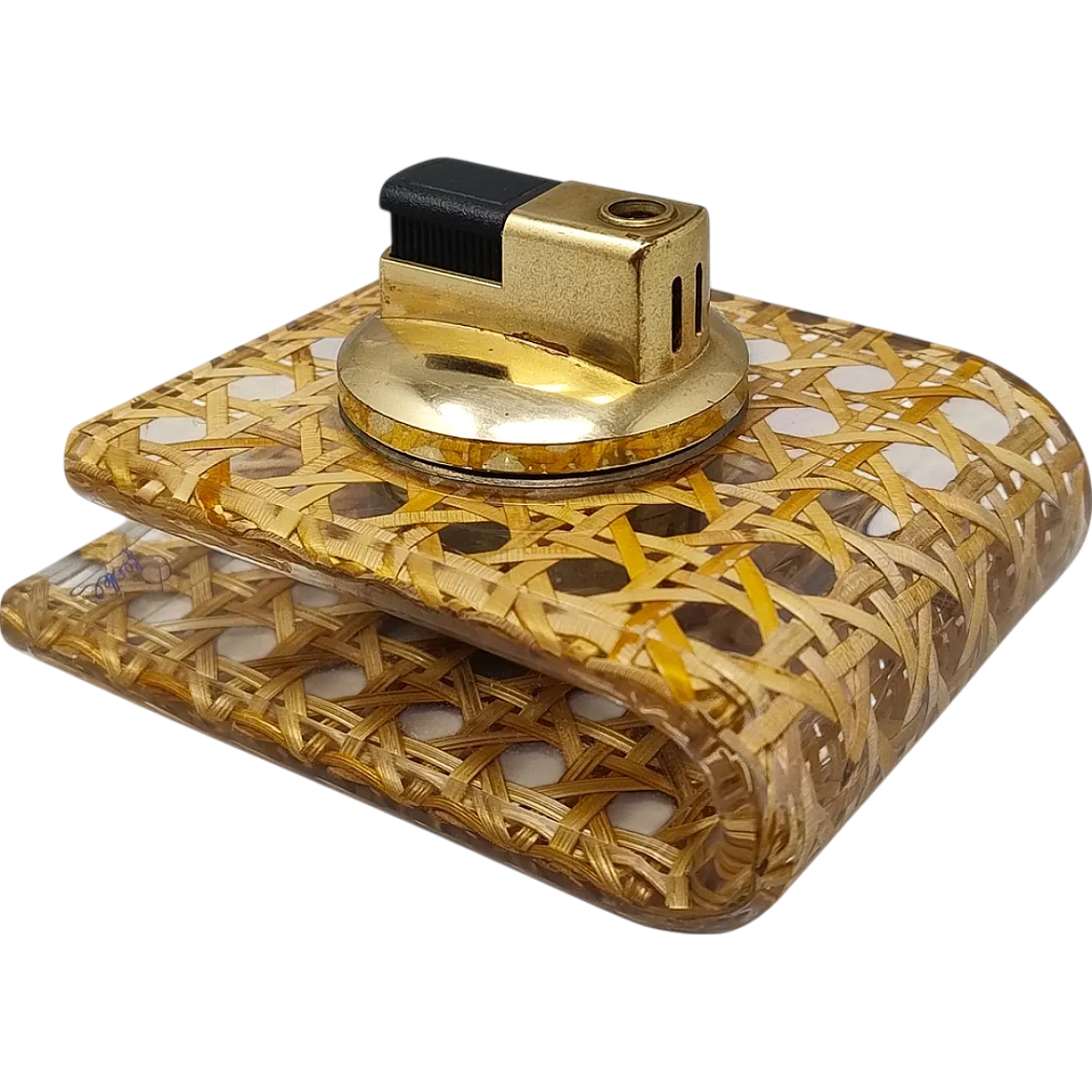 Table Lighter in Vienna Straw by Geolel, 1970s 7