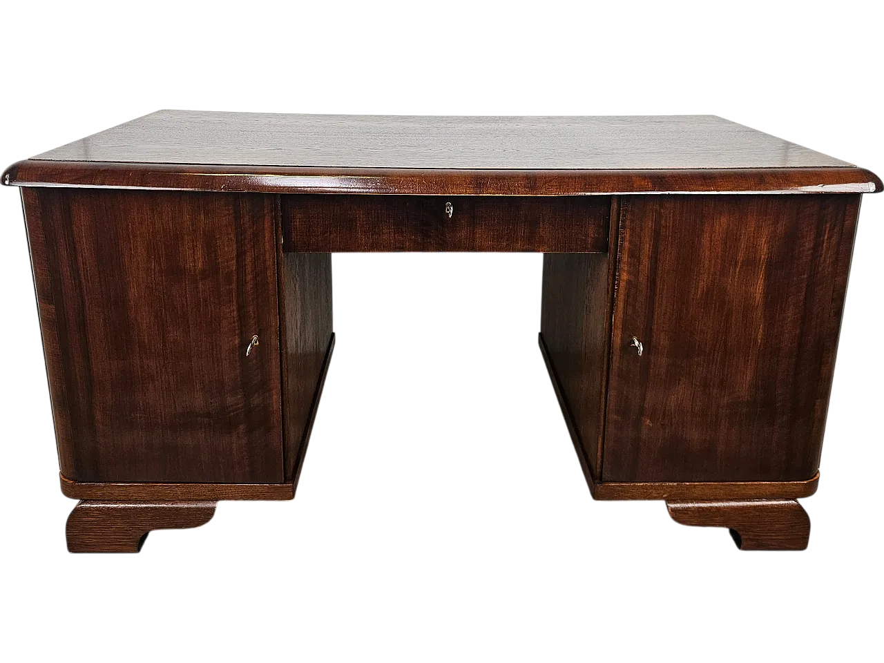 Open desk Art Decò in oak with drawers, 1930 38