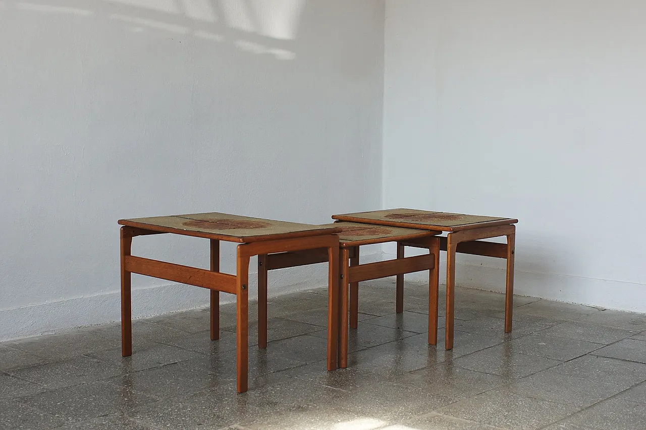 3 Tavolini in teak di Trioh, anni '60 1