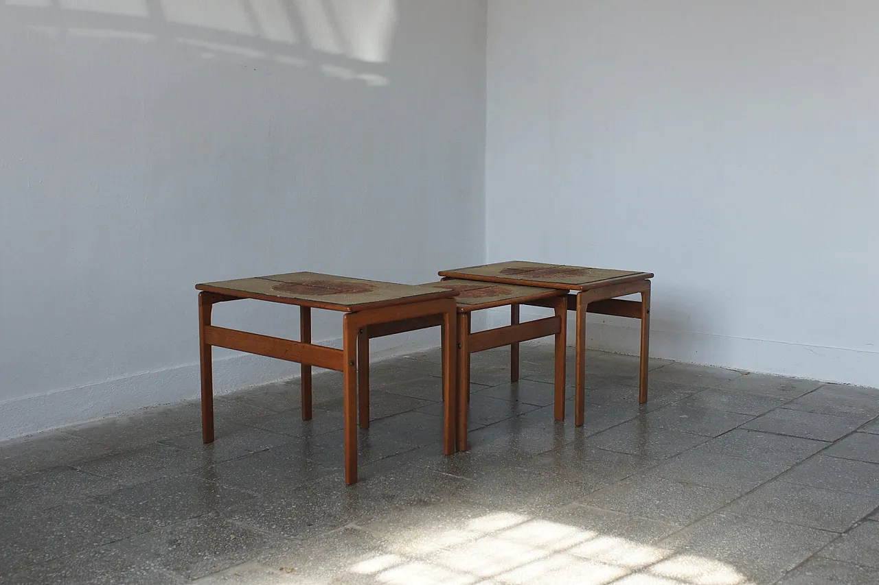 3 Tavolini in teak di Trioh, anni '60 2