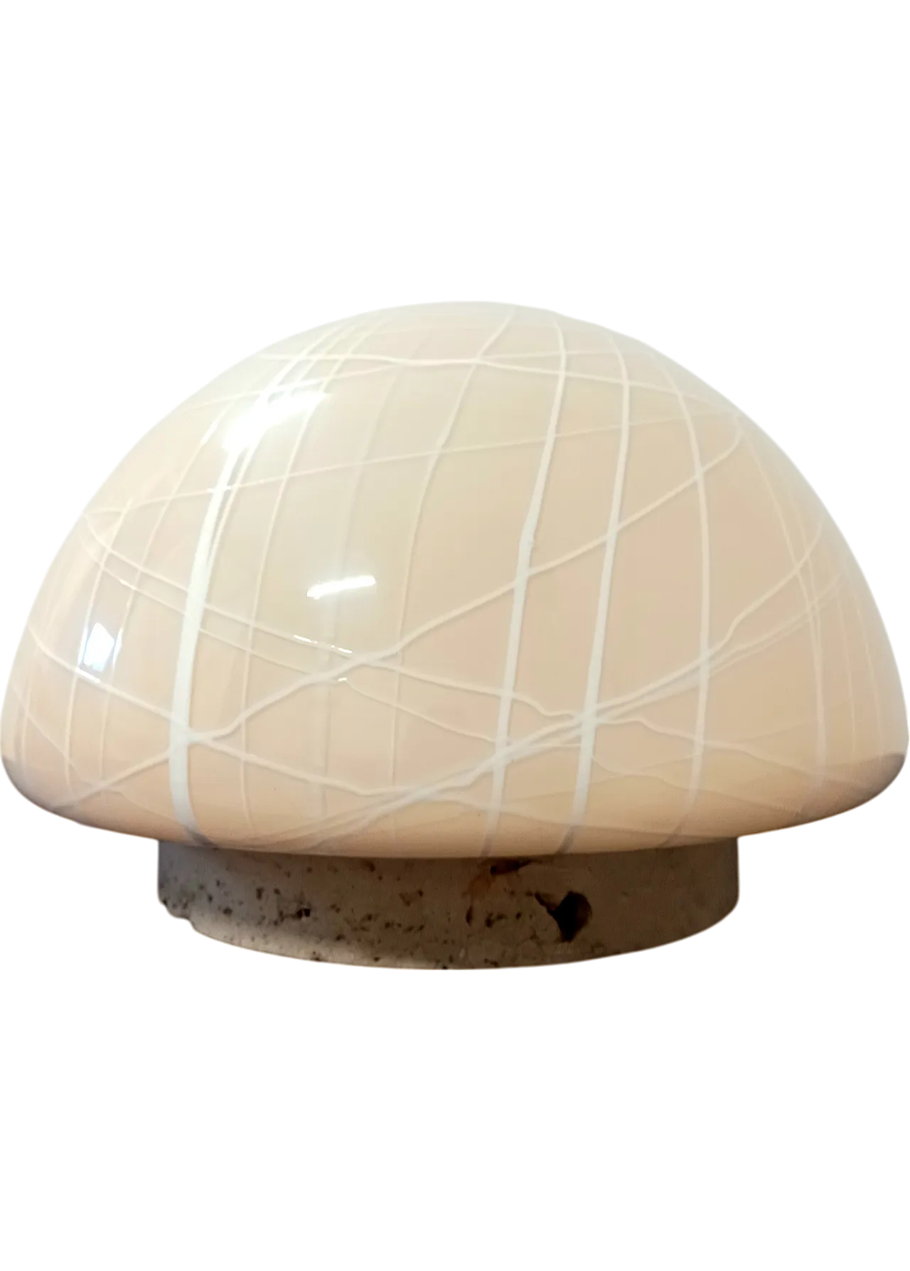 Glass table lamp and travertine, 90s 9