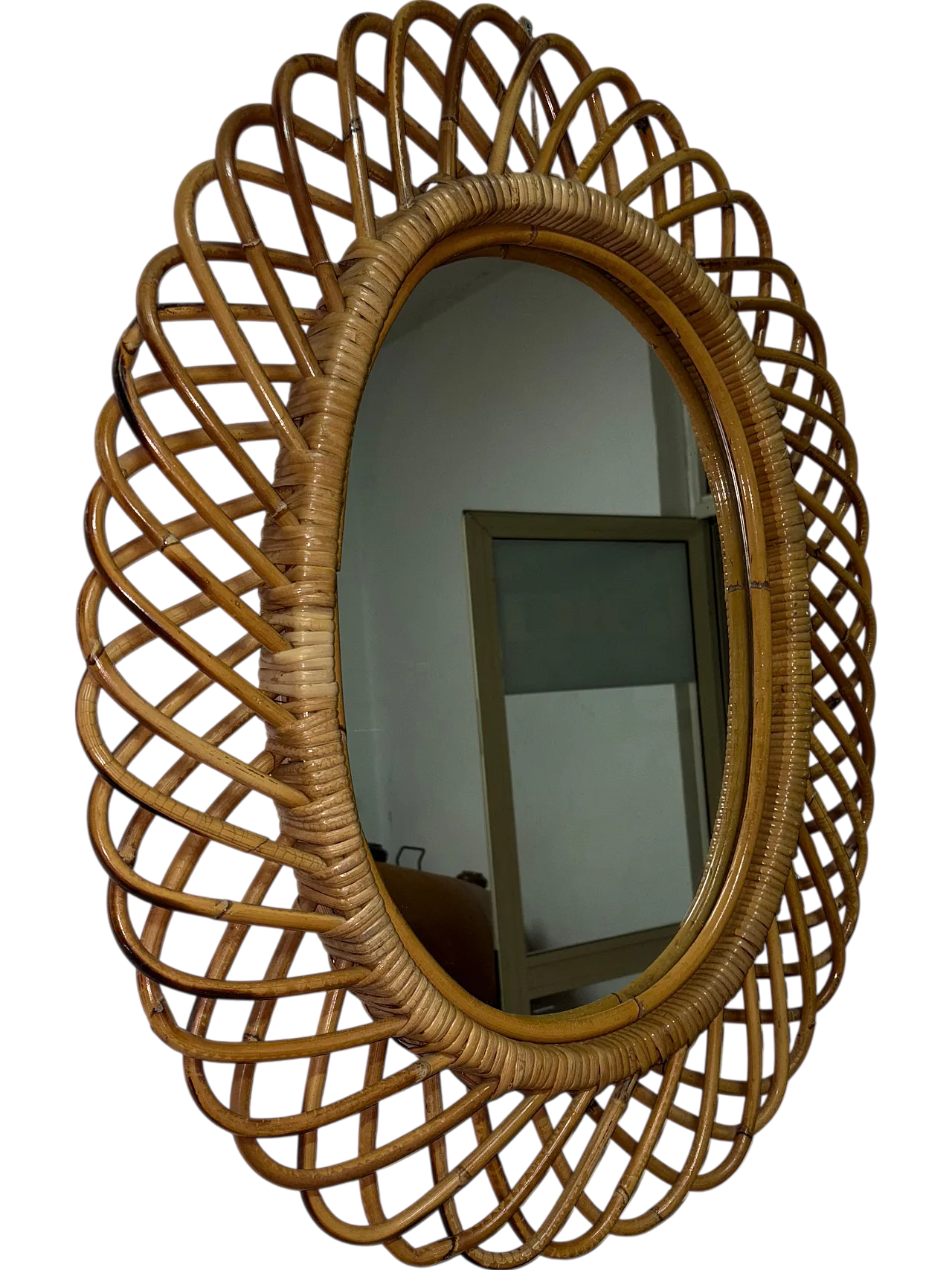 Specchio vimini di Franco Albini per Bonacina, anni '70 9