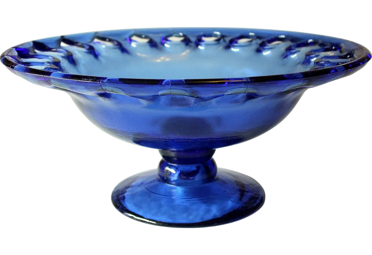 Ciotola da porzione di vetro blu kobalt, anni '70 7