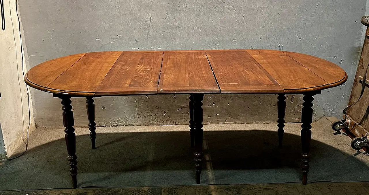 Slatted Table in walnut, late 19th century 7