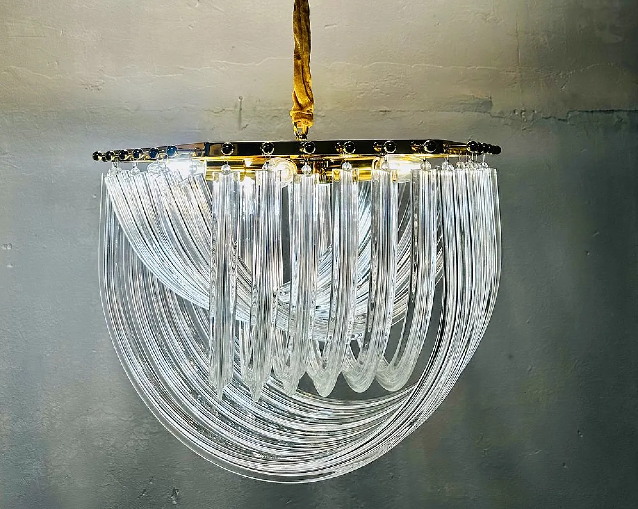 Lampadario trilobo Venini di Paolo Venini, anni '80 9