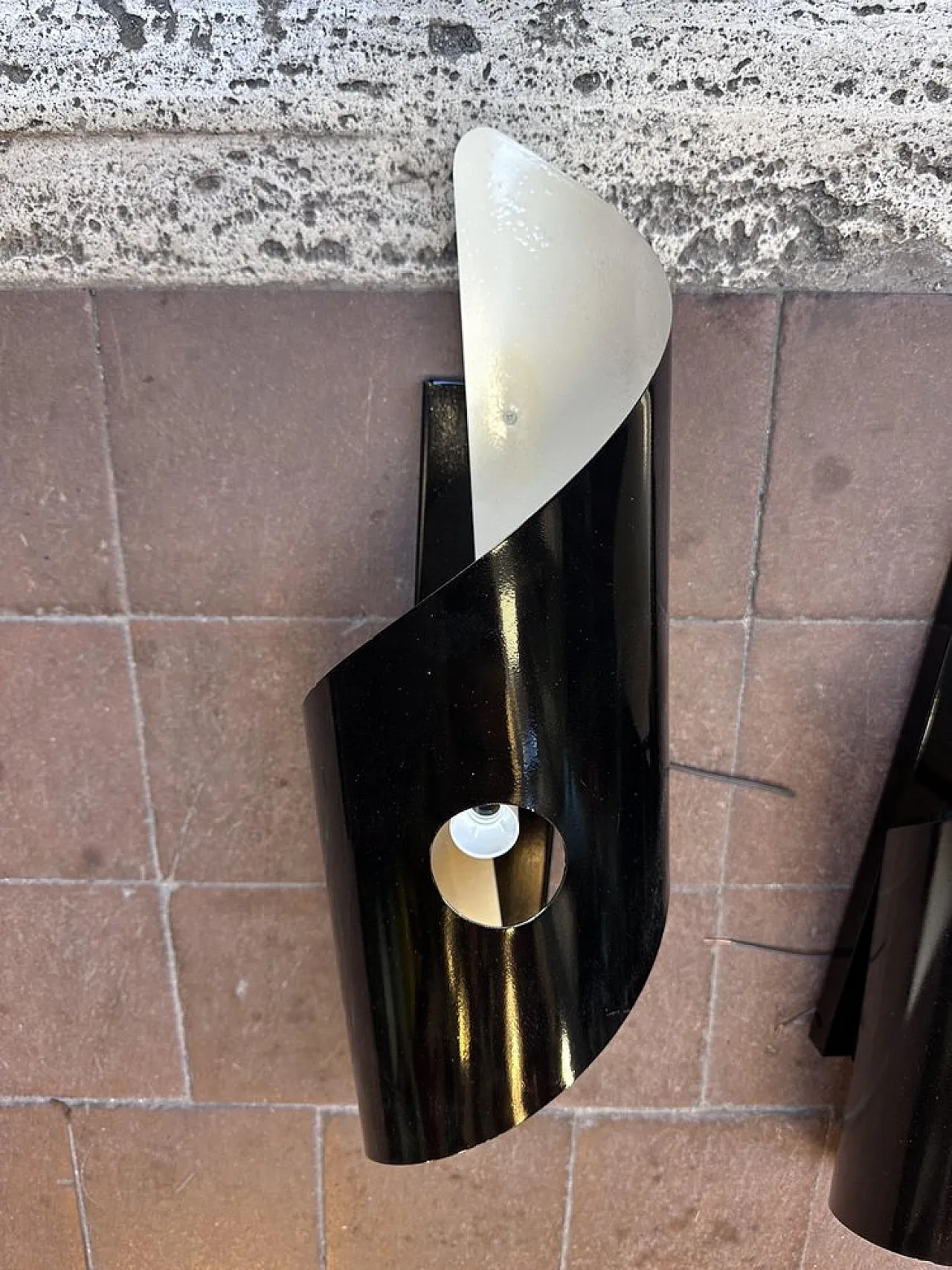 Coppia di Applique in Laccatura Nera e Beige – Gaetano Scolari, Italia 4