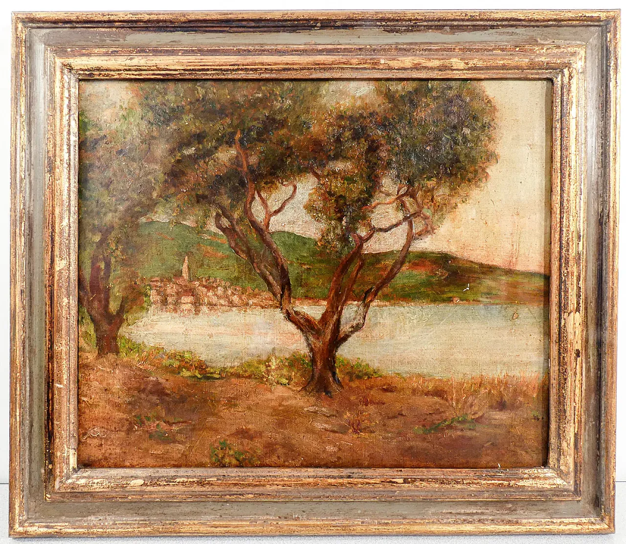 Paesaggio lacustre, olio su tela, '800 1