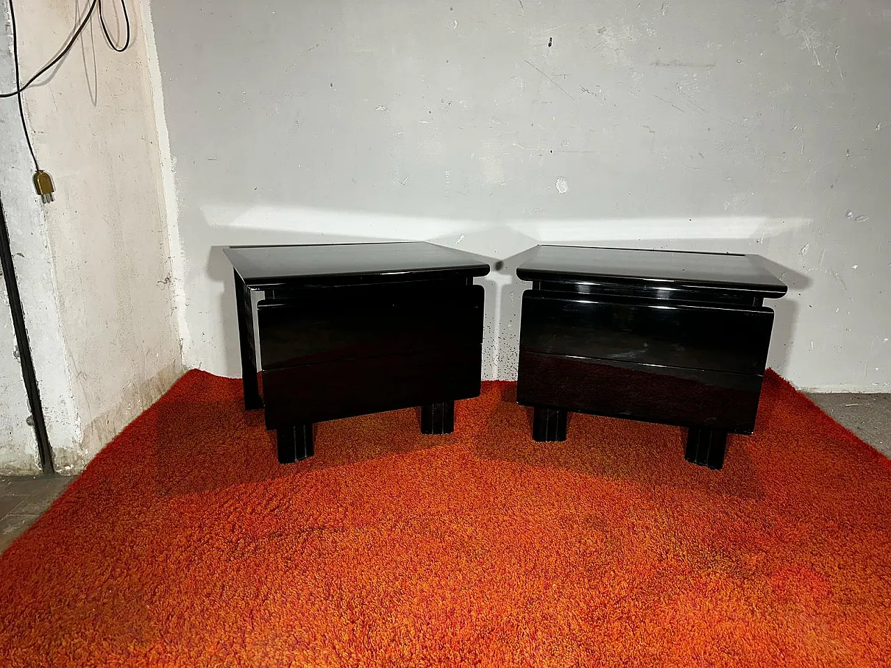 Pair of Bedside Tables in Wood, 1980s 1