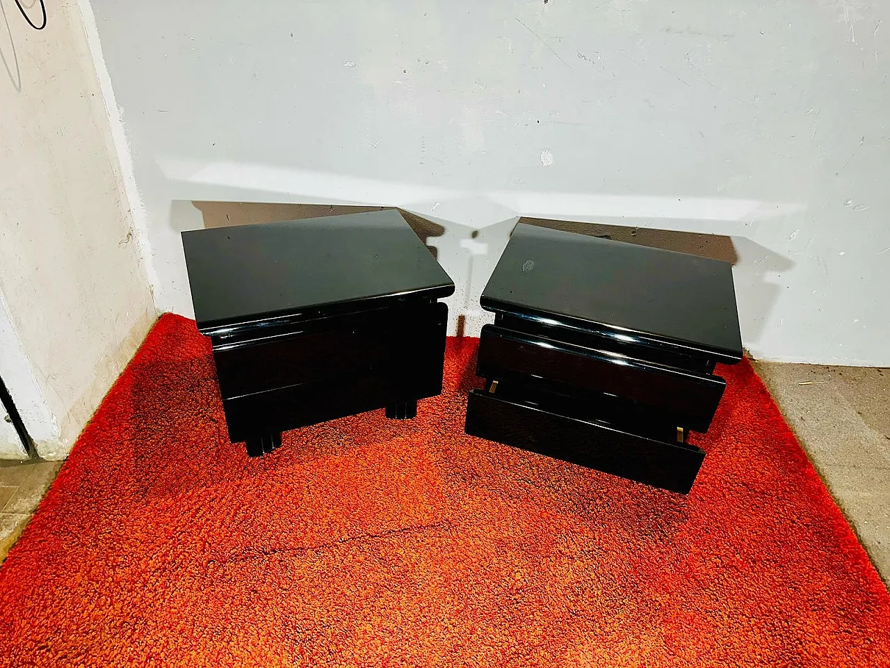 Pair of Bedside Tables in Wood, 1980s 3